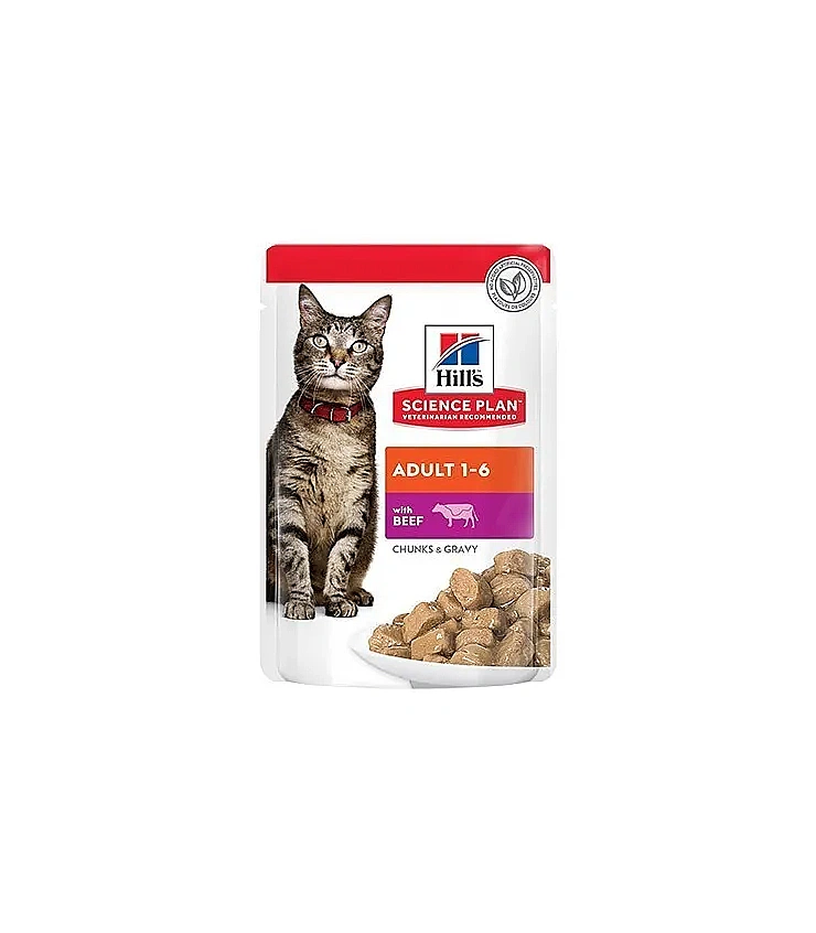 Hills Science Plan Adult 1-6 Beef in Gravy Cat Food Pouch - 85 g
