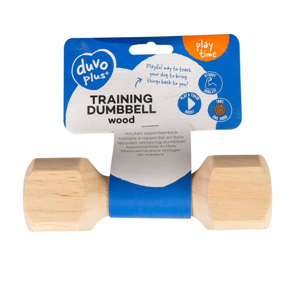 Duvo+ Wooden Retrieving Dumbbell L - 24.5X6.5X6.5cm - 475G Brown