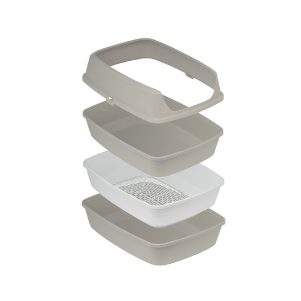 Moderna Lift to Sift -Open Cat Litter Box L 50.2 x W 38 x H 23.7 cm (Grey+White)[Size - L]
