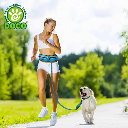 DOCO Lite Reflective Jogging Belt With Reflective Bungee [Bag:2.5 x 76-107cm ; Leash: 2.5 x 130-150cm]-Safety Orange