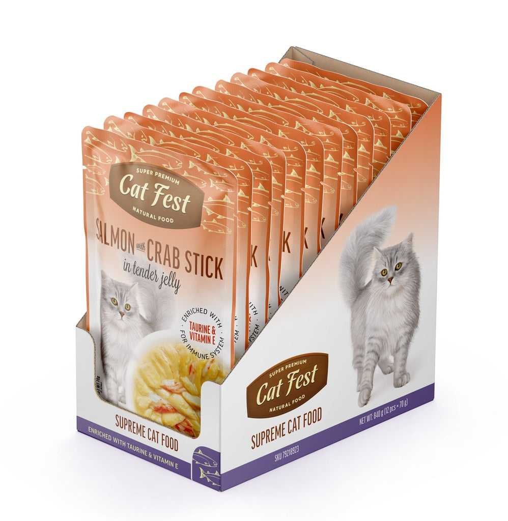 Cat Fest Salmon With Crab Stick In Tender Jelly For Cats 70g