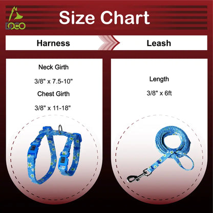 DOCO LOCO Cat Harness + Leash Combo - Printed Pattern 6ft (DCAT202+2072)Sizes - XS