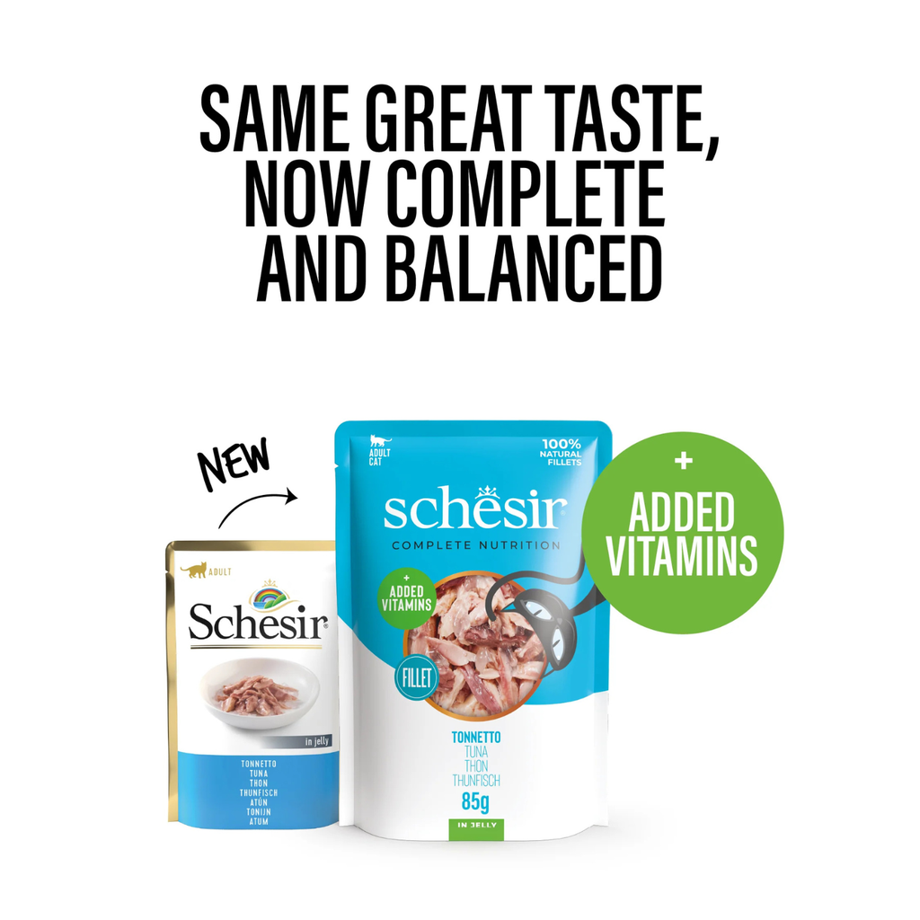 Schesir Complete & Balanced Nutrition Wet Cat Food in Jelly Pouch- Tuna 6x85g