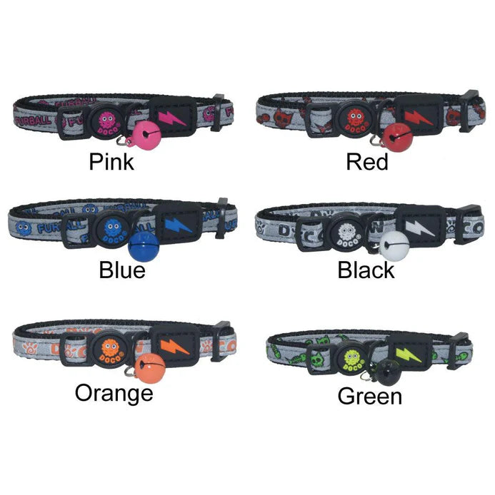 DOCO Reflective Cat Collar - Printed Pattern, 1.0 X 19-31cm(XS) Pink