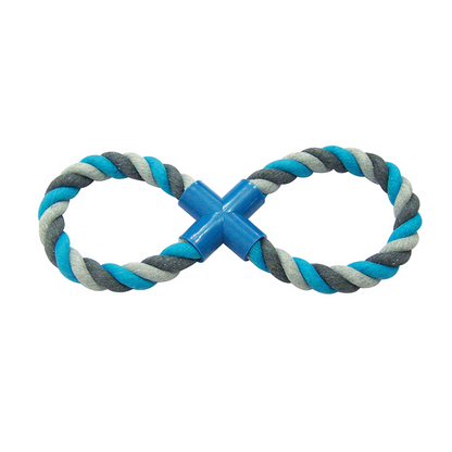 Duvo+ Tug Toy Knotted Cotton 8- Pull Ring 33cm Grey/Blue