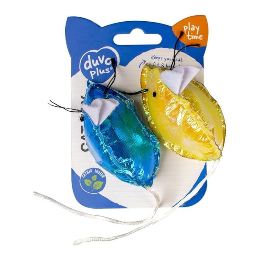 Duvo+ Blinky Mice Blue/Yellow 2pcs - 16.5x5x4cm