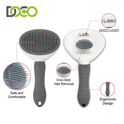 DOCO Hair Removal Pet Brush 19.5 x 10.5 x 5.5cm-Grey