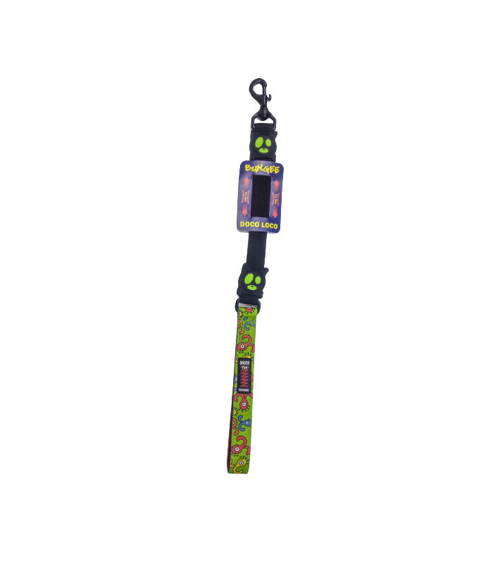 DOCOÂ® LOCO Shock Absorbing BUNGEE Leash - SHORT (DCLB1122)[Texture - Green Monster, Size - L]