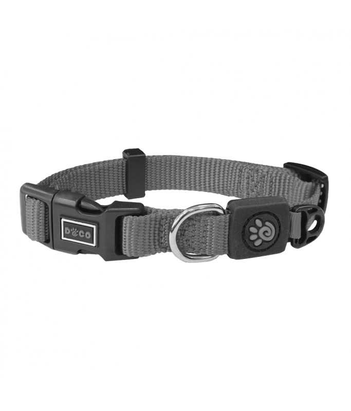DOCO Signature Nylon Collar - 1.0 x 21-30cm [Color - Grey, Size - XS]