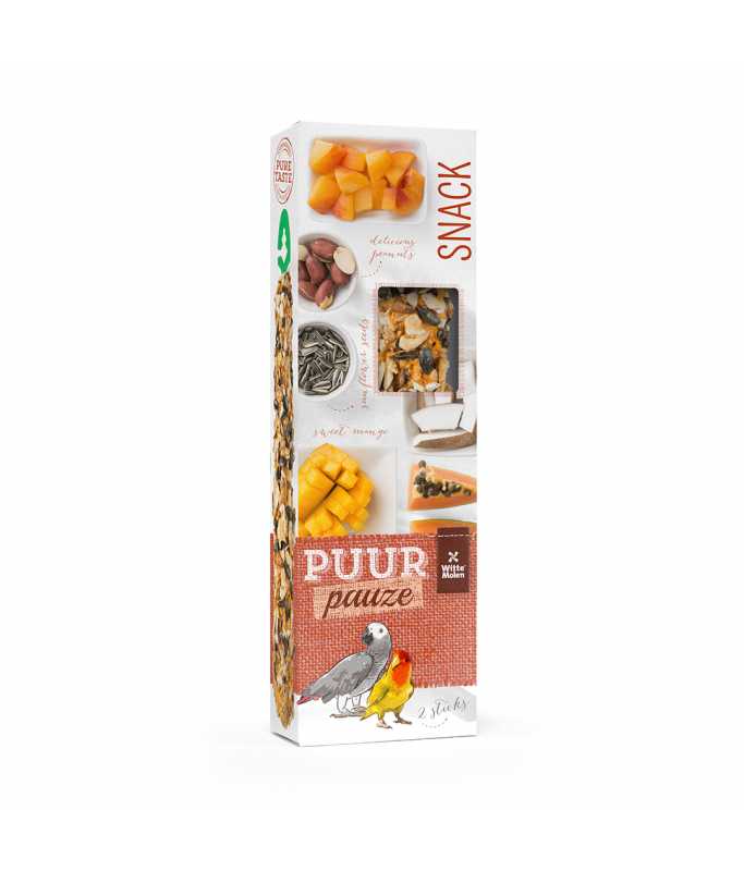 Witte Molen Puur Pauze Sticks with Papaya & Apricot for Lovebirds & Parrots 140g