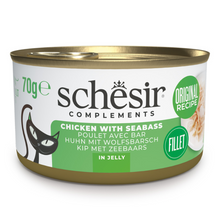 Schesir Complements Cat Wet Food  in Jelly Can- Chicken With Seabass 6x70g