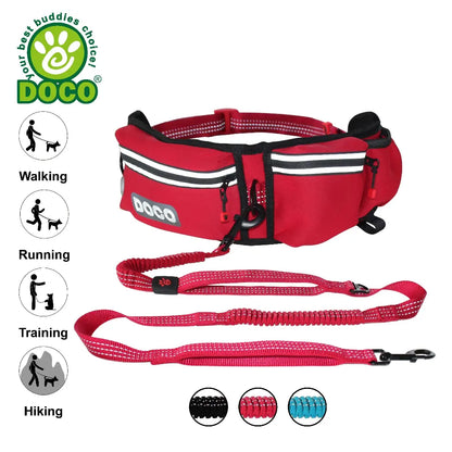 DOCO Reflective Jogging Belt With Reflective Nylon [Bag:68-120cm ; Leash:2.5x150cm]-Black