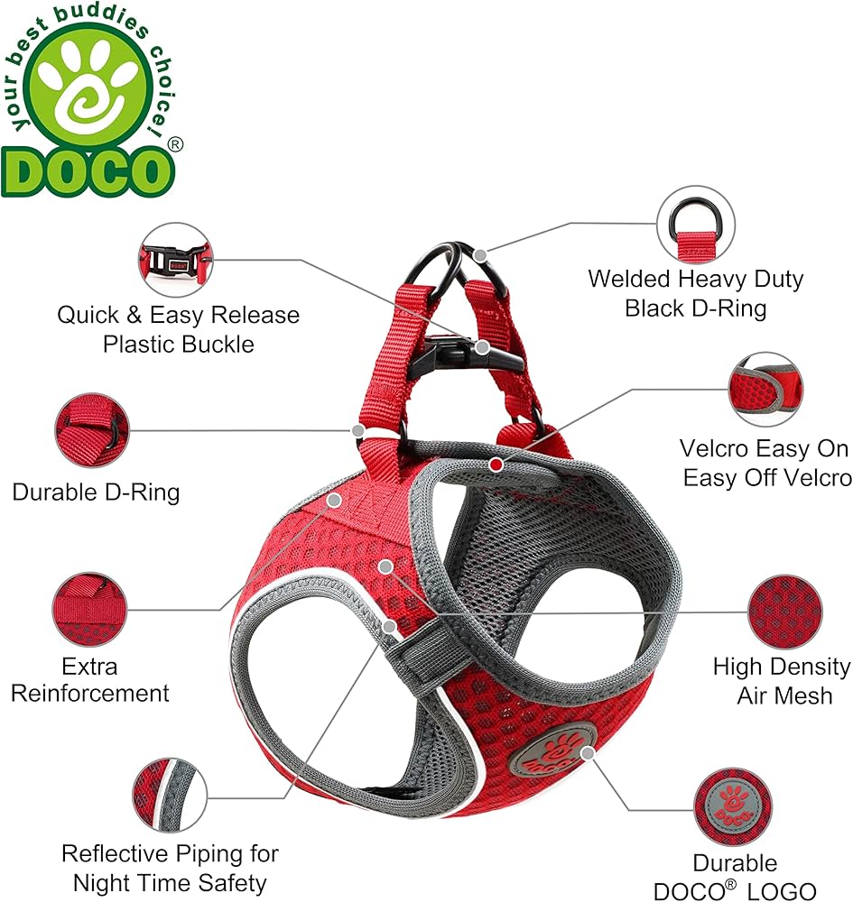 DOCO Net Mesh Sport Harness (DCA312)-Sizes - L, Color - Maroon