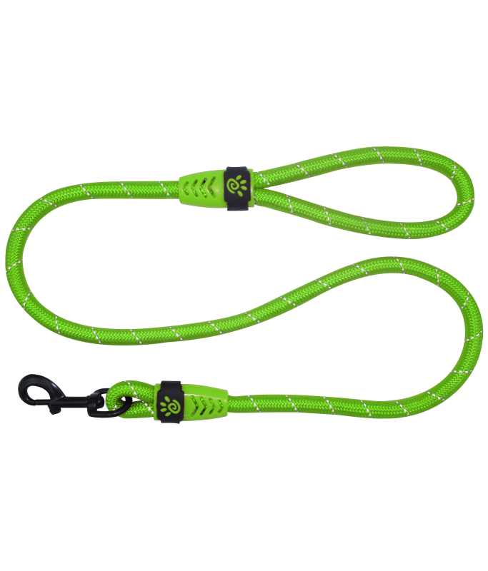 Doco Reflective Rope Leash With Plastic Encased Handle Loop (1/2" Width) - 4ft - Large[Color - Lemon]