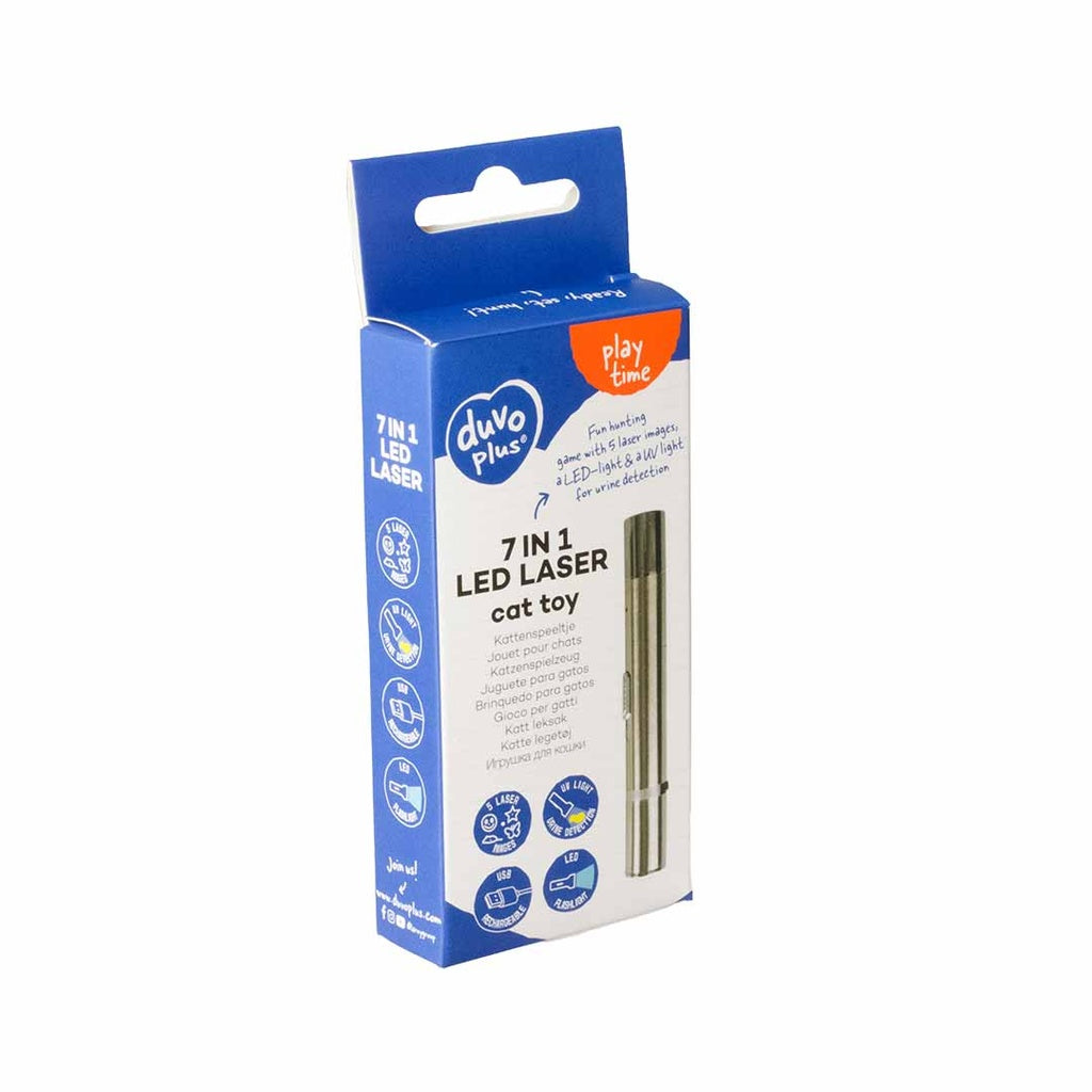 Duvo+ 7 in 1 Laser Cat Toy (urine detection) 11,5x1,5x1,5cm Silver