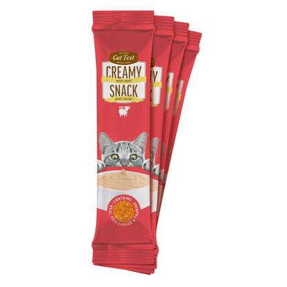 Cat Fest Creamy Snacks-Beef With Caviar 4x10g