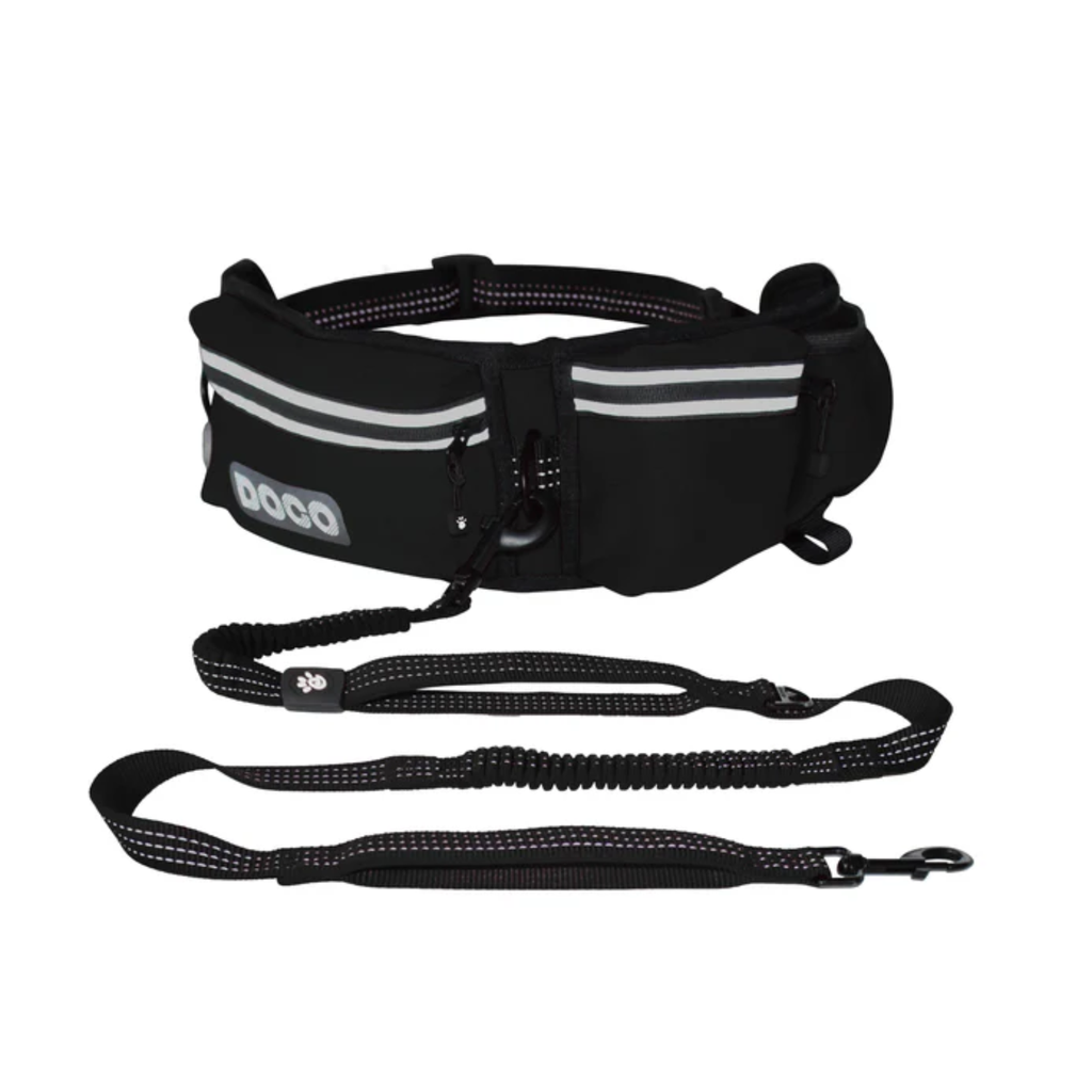 DOCOÂ® Reflective Jogging Belt With Reflective Nylon [Bag:68-120cm ; Leash:2.5x150cm]-Black