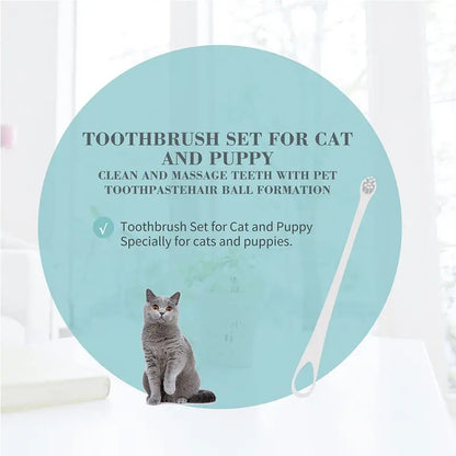 Bioline Toothbrush Set For Cats & Puppy 4 Pcs[Count - 4, Length - 15.5cm]