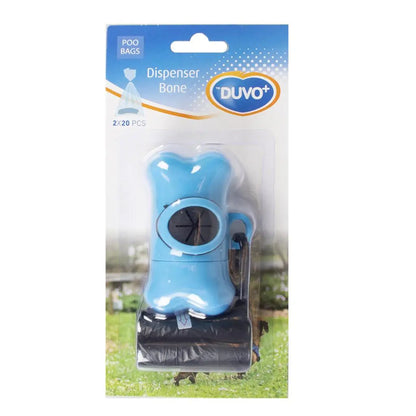 Duvo+ Poo Bag Bone Dispenser With Poo Bag [2 x 20Pcs]-Black