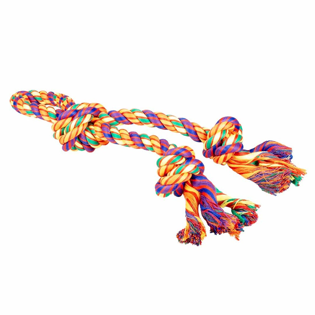 Duvo+ Tug Toy-Multicolour Cotton Rope Loop With 3 knots-42x15x7cm