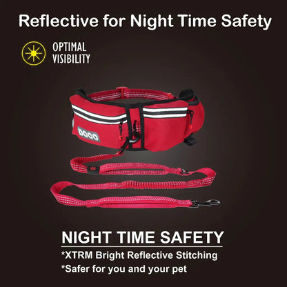 DOCO Lite Reflective Jogging Belt With Reflective Bungee [Bag:2.5 x 76-107cm ; Leash: 2.5 x 130-150cm]-Safety Orange