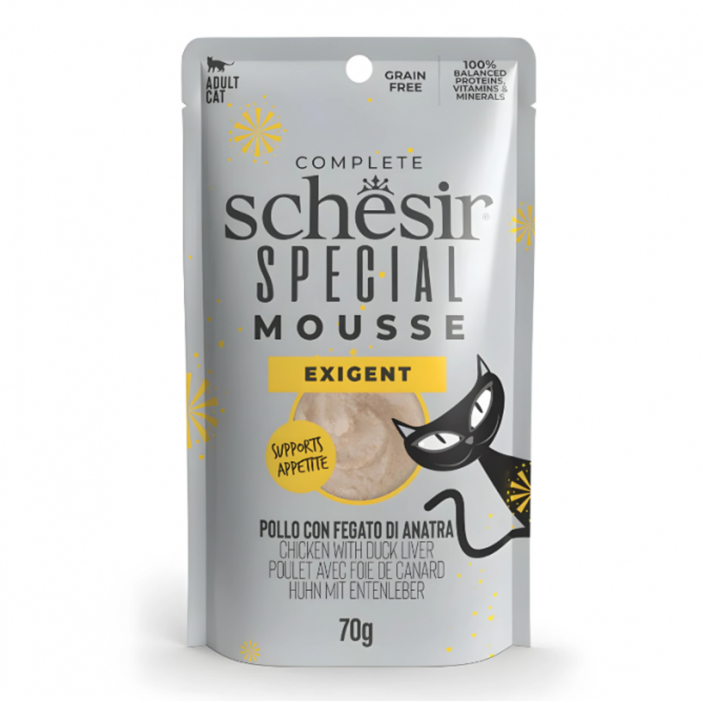 Schesir Special Mousse (Exigent) For Cat - Chicken With Duck Liver 6x70g
