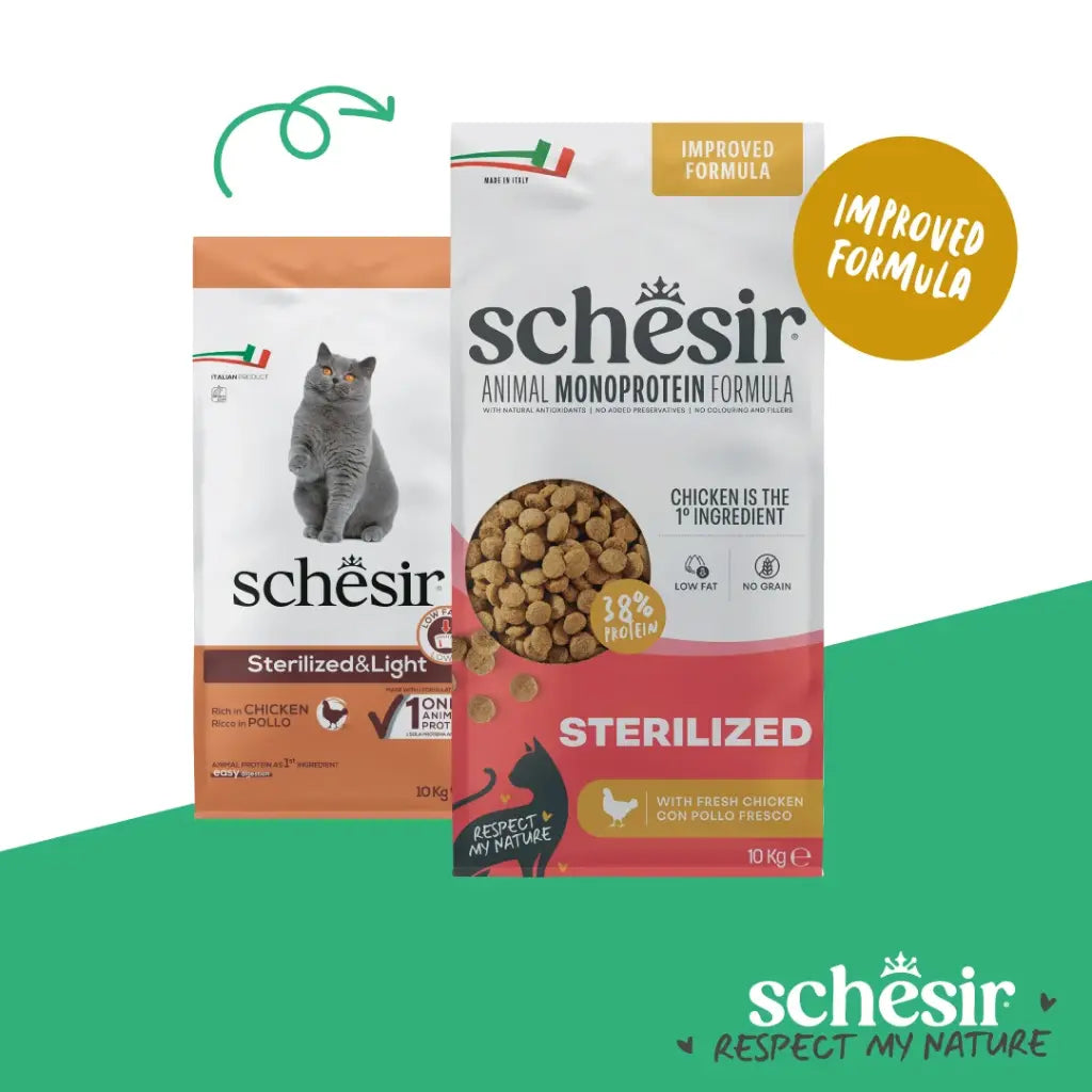 Schesir Monoprotein Adult Dry Cat Food –Sterilized-Fresh Chicken-10kg