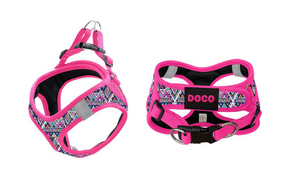 DOCO Pattern Print Harness With 3D Foam X.Small-34-36cm / 2-3kg-Rasberry Pink
