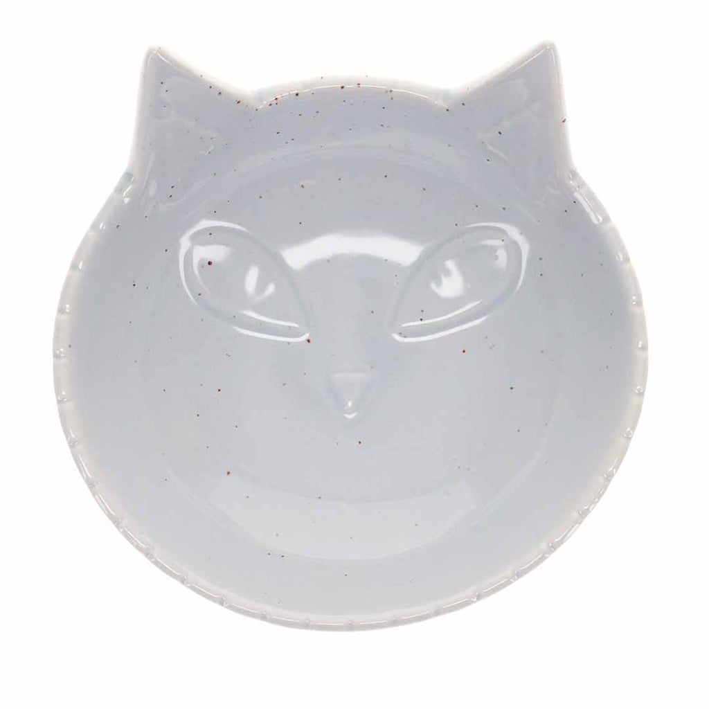 Duvo+ Feeding Bowl-Stone-Kitty face 175ml - 14x14x6.5cm White