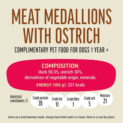 Dog Fest Medallions With Ostrich For Adult Dogs[Weight - 90g]