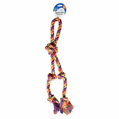 Duvo+ Tug Toy-Multicolour Cotton Rope loop With 5 knots-52x10x7cm