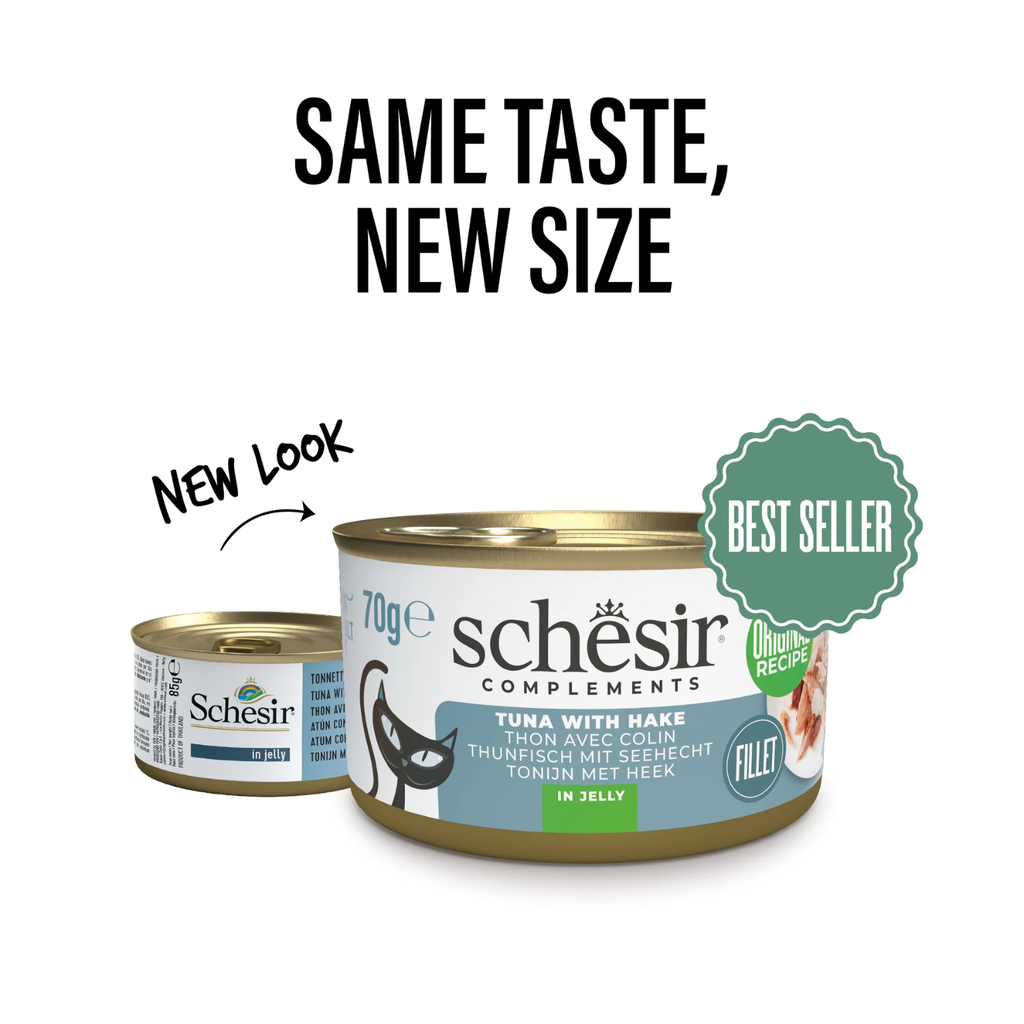 Schesir Complements Cat Wet Food  in Jelly Can- Tuna With Hake 6x70g