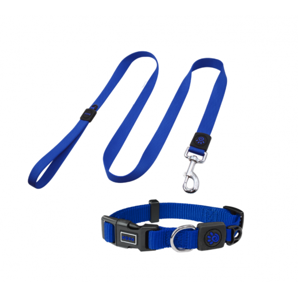 DOCOÂ® Signature Nylon Collar+Nylon Leash - 4ft (DCSN002+1048)-Color - Navy Blue, Sizes - L