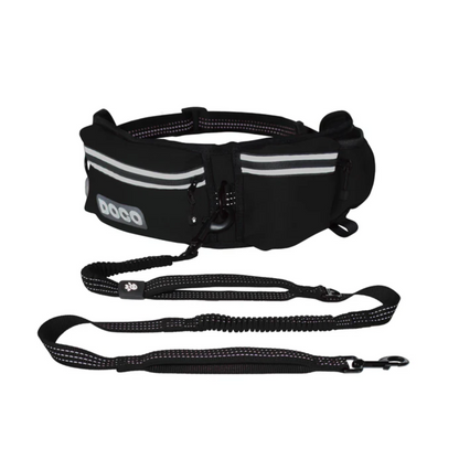 DOCO Reflective Jogging Belt With Reflective Nylon [Bag:68-120cm ; Leash:2.5x150cm]-Black