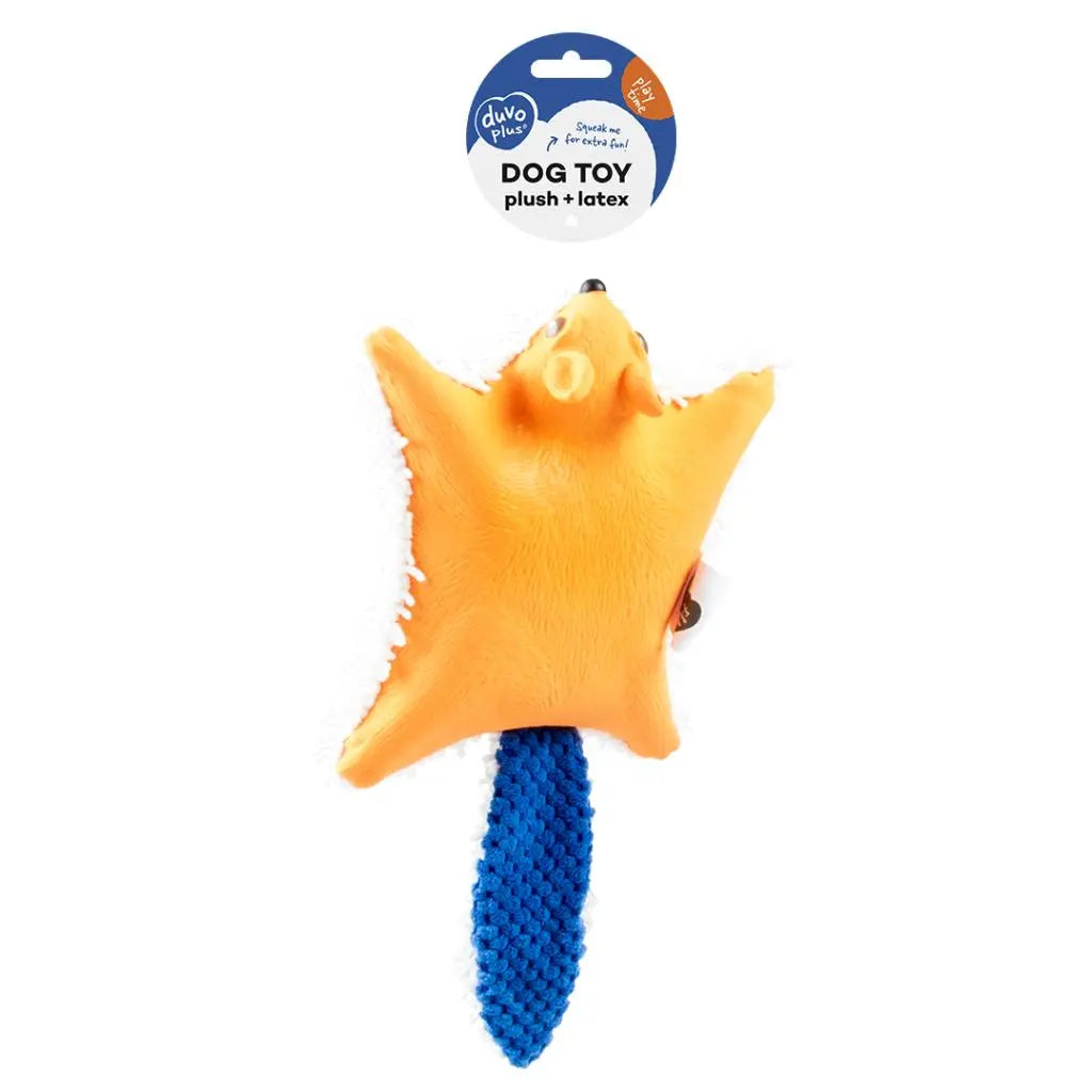 Duvo+ Plush & Latex Flying Squirrel Orange/Blue, 31x17x5cm