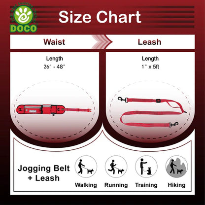 DOCO Reflective Jogging Belt With Reflective Nylon [Bag:68-120cm ; Leash:2.5x150cm]-Black