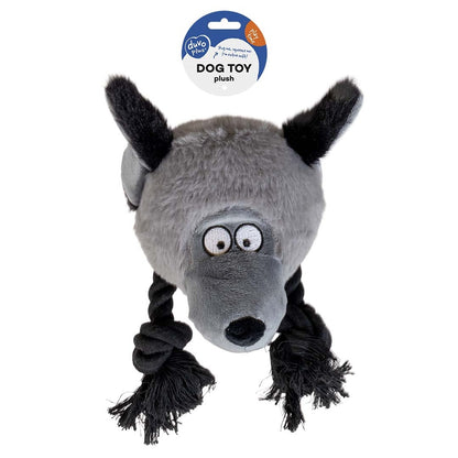 Duvo+ Plush Wildlife Coyote With Rope Dog Toy 23x14x22cm - Grey