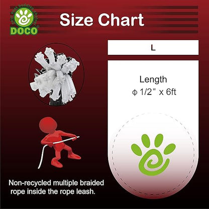 Doco Reflective Rope Leash With Plastic Encased Handle Loop Ver.9 Ã˜13mm x 180cm [Color - Black, Size-L]