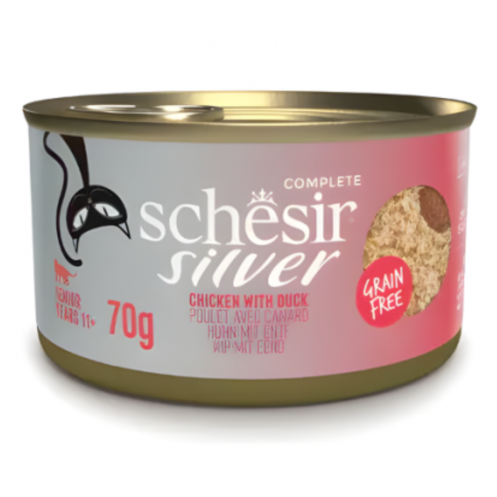 Schesir Silver Mousse & Fillets Senior Cat Wholefood - Chicken With Duck 6x70g