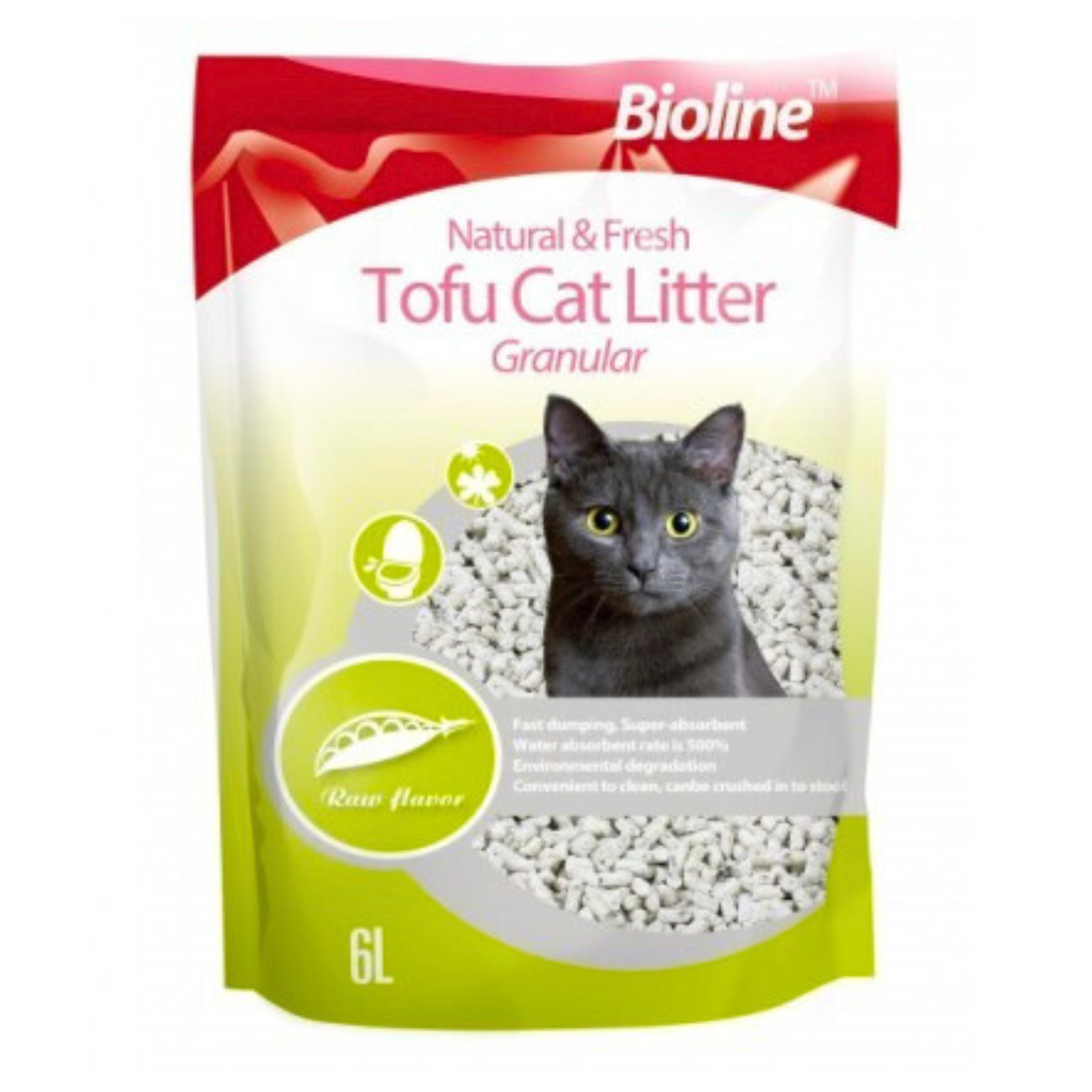 Bioline Natural And Fresh Tofu Granular Raw Flavor Flushable Cat Litter [Volume - 6L]