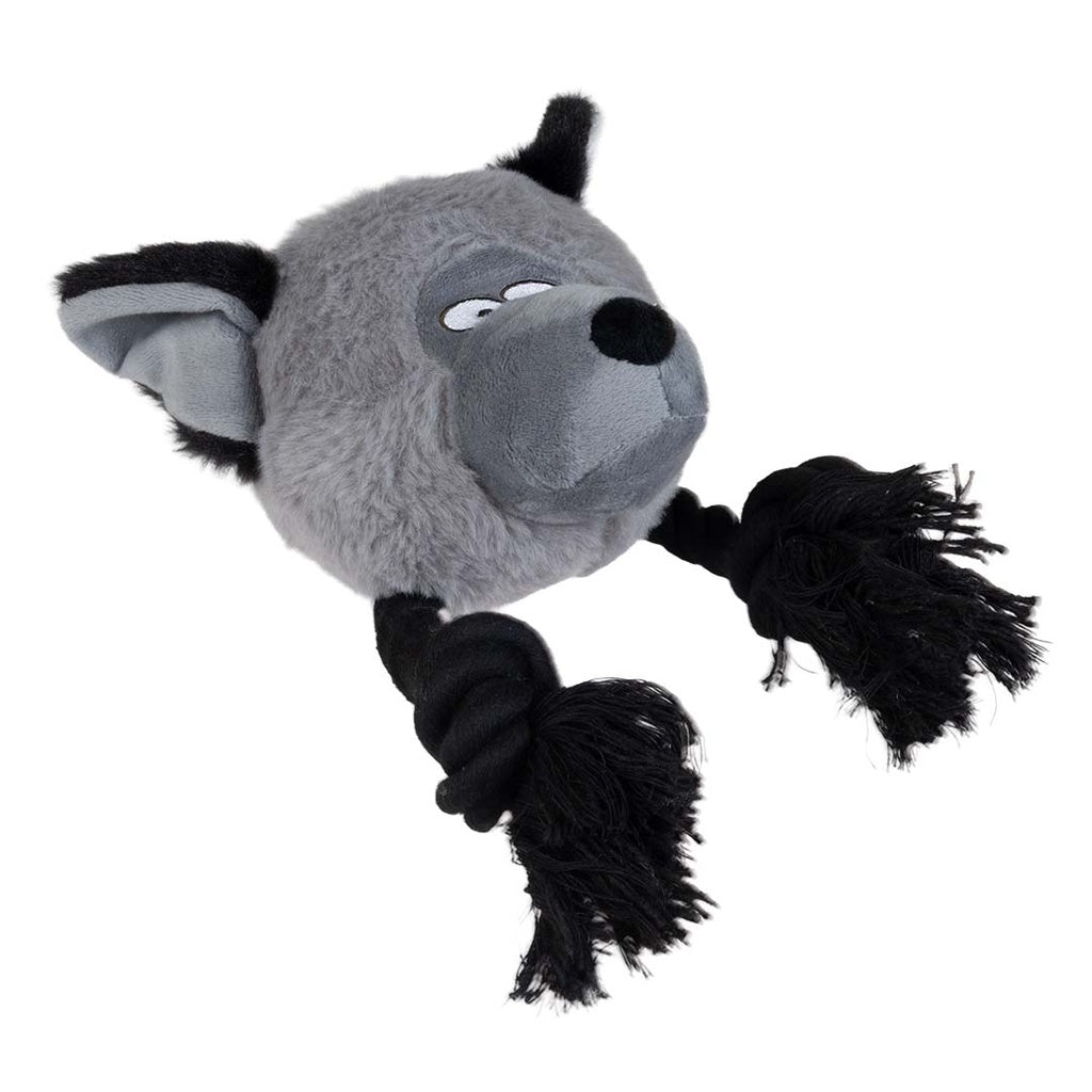 Duvo+ Plush Wildlife Coyote With Rope Dog Toy 23x14x22cm - Grey