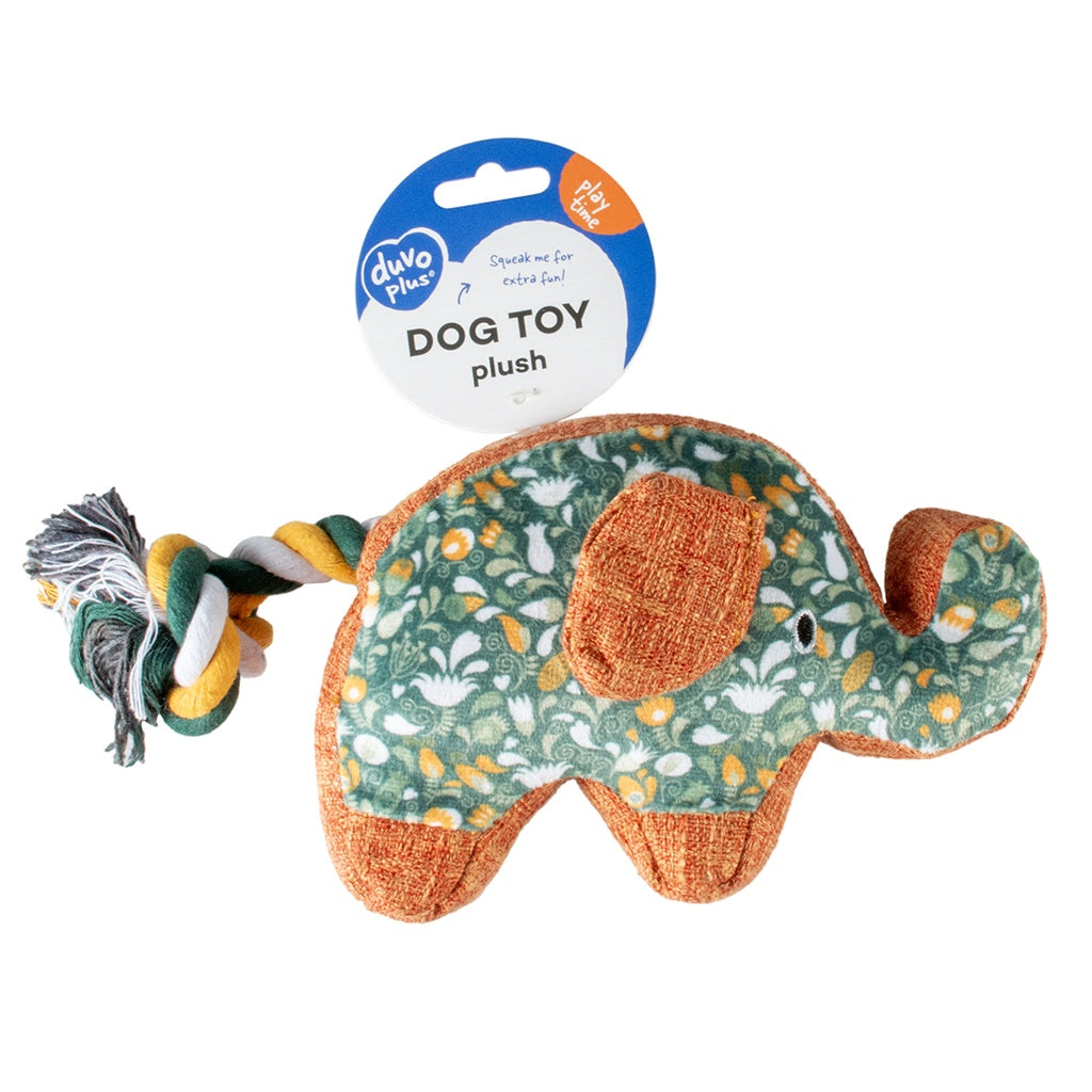 Duvo+ Plush Elephant Retro Green - Dog Toy  24x11x5cm