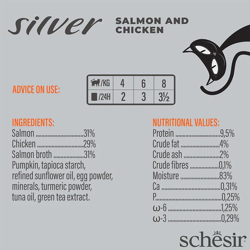 Schesir Silver Mousse Senior Cat - Salmon And Chicken 80g