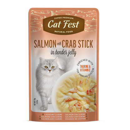 Cat Fest Salmon With Crab Stick In Tender Jelly For Cats 12x70g 12pcs/box