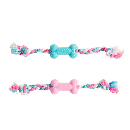 Duvo+ Dogtoy Puppy TPR Bone With Cotton Rope 35cm
