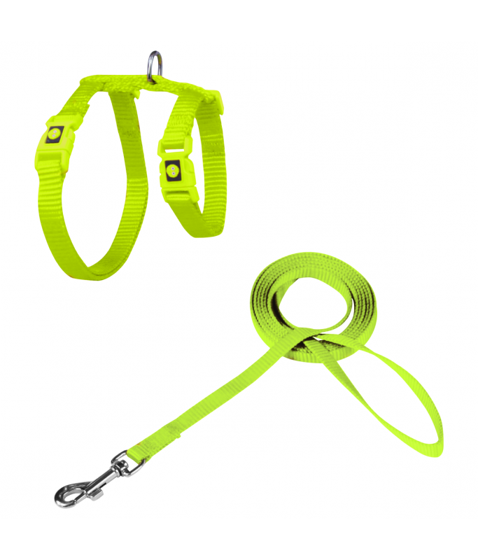 DOCO Signature Cat Harness + Leash (DCAT201+1072)[Size - XS, Color - Safety Lime]