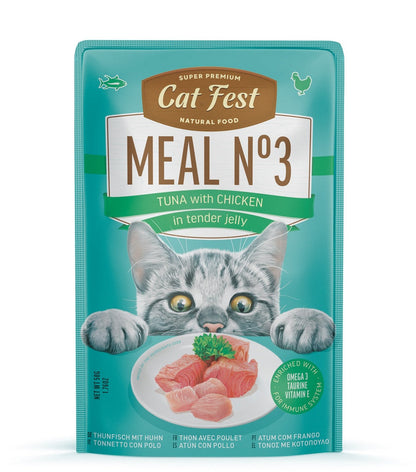 Cat Fest Meal No 3 Cat Food in Jelly-Tuna With Chicken 12x50g 12pcs/box