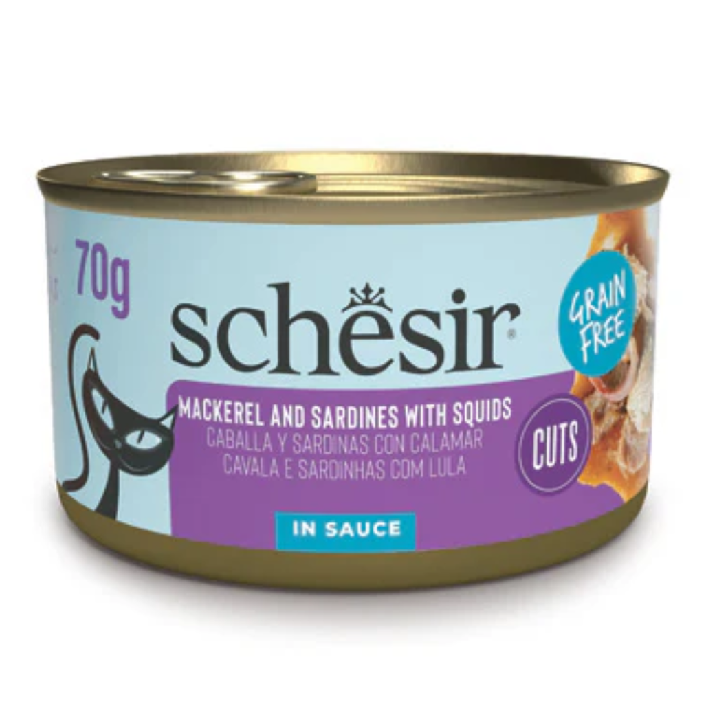 Schesir Grill Wholefood Cat Can Mackerel And Sardines With Squid 6x70g