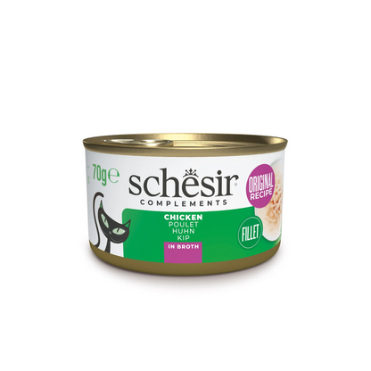 Schesir Wet Cat Food In Broth Can-Chicken 70g