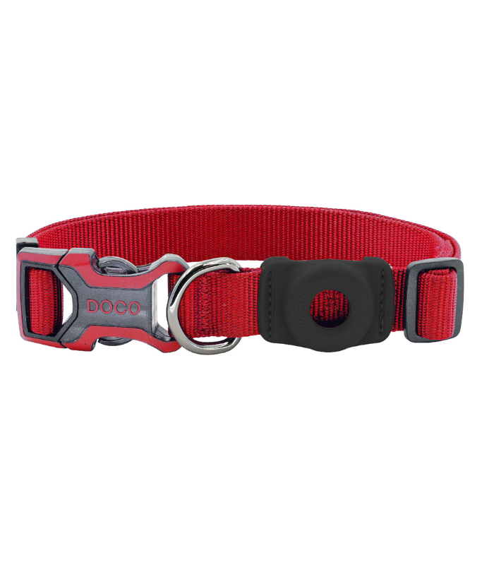 DOCOÂ® AirTag D-ring Collar ATC-23002-03L (2.5 x 45-68cm), Large, Red [Size - L (2.5 x 45-68cm)]
